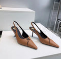 Womens Elegant Pointed Toe Slingback Stiletto Heels-Genuine leather-Height 7’5cm