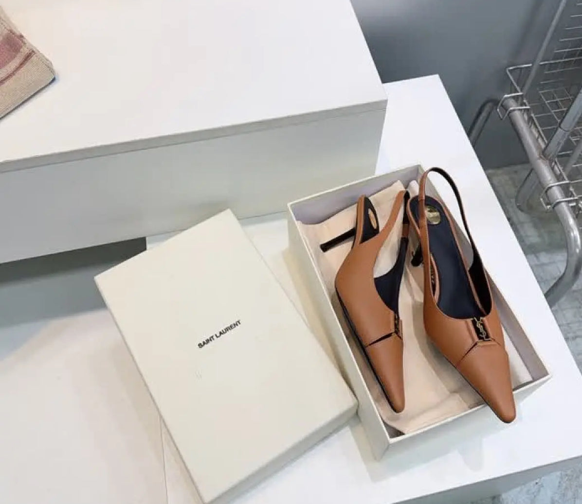 Womens Elegant Pointed Toe Slingback Stiletto Heels-Genuine leather-Height 7’5cm