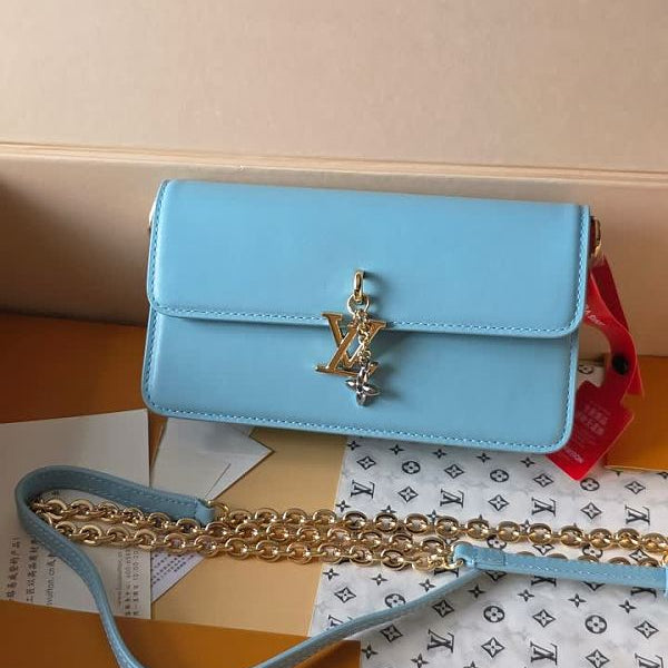 PRE-OWNED LEATHER BLOOM WALLET ON CHAIN CROSSBODY WOMEN BAGS