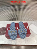 WOMENS LIGHT BLUE MONOGRAM DENIM SLIDE SANDALS-TOP QUALITY
