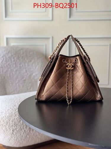 LUXURY CHAIN HANDLE BUCKET BAG-GENUINE LEATHER TOP QUALITY 30*26