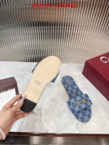 WOMENS LIGHT BLUE MONOGRAM DENIM SLIDE SANDALS-TOP QUALITY