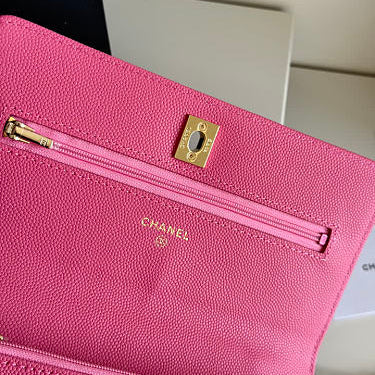 Pink Quilted Top Handle Flap  with Chain Women Bag - Genuine Leather