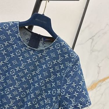 MONOGRAM DENIM DRESS CLOTHING WOMEN
