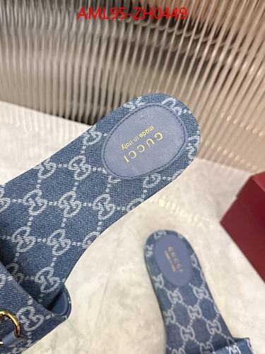 WOMENS LIGHT BLUE MONOGRAM DENIM SLIDE SANDALS-TOP QUALITY